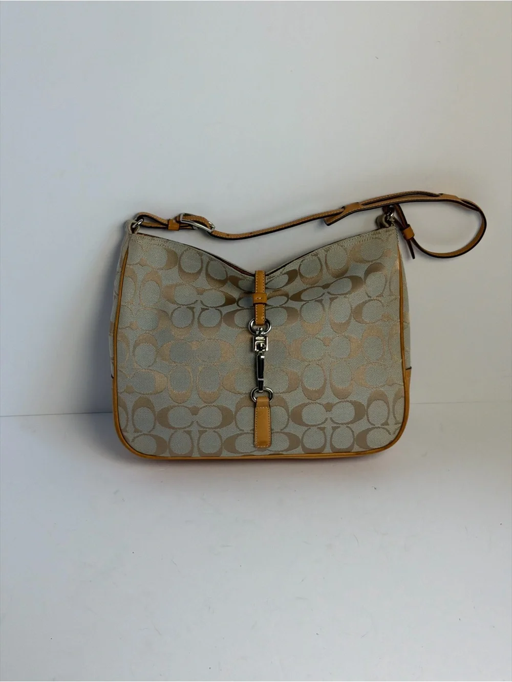 Coach Y2K Hampton Clip Signature Blue/Tan Hobo Shoulder Bag
